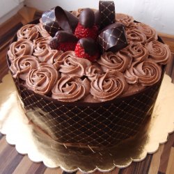 Čokoládový dort s jahodami